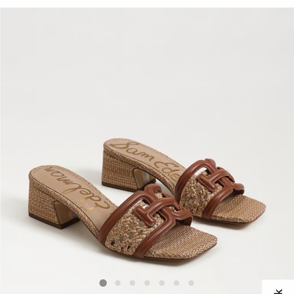 Sam Edelman Waylon Brown Woven Leather-Trim Mule Sandals Size 9